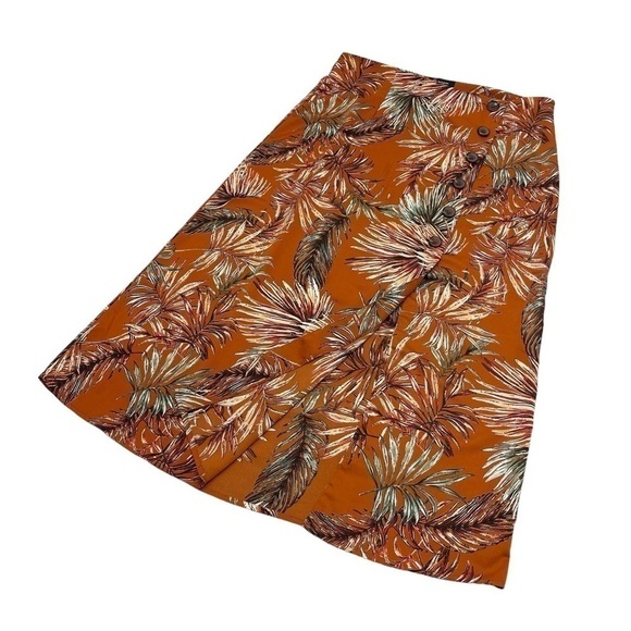 LILY Morgan long tropical print skirt size L brick terracotta A line silhouette - Picture 9 of 10